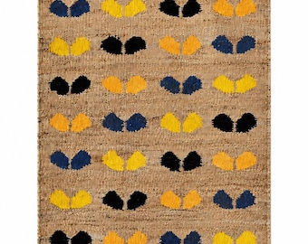 Tapete de cânhamo tecido à mão, tapete boho natural, tapete ecológico, tapete rústico de fazenda, decoração para hall de entrada, quarto e sala de estar.