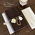 DARK BROWN, The Classics, Trifold Customizable Leather Journal A5 and A6, refillable notebook cover product logo