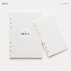 CREAM DOT GRID-inzetstukken | 40 dubbelzijdige vellen | Navulling ringband voor A5 en A6 | Dagboekpagina's | olea-tijdschriften
