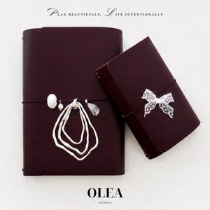 BURGUNDY-TRIFOLD Customizable Leather Journal A5 and A6,Genuine Cowhide Cover,Refillable notebook,Handmade Leather Planner,Stationery lovers