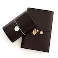 DARK BROWN, The Classics, Trifold Customizable Leather Journal A5 and A6, refillable notebook cover product logo