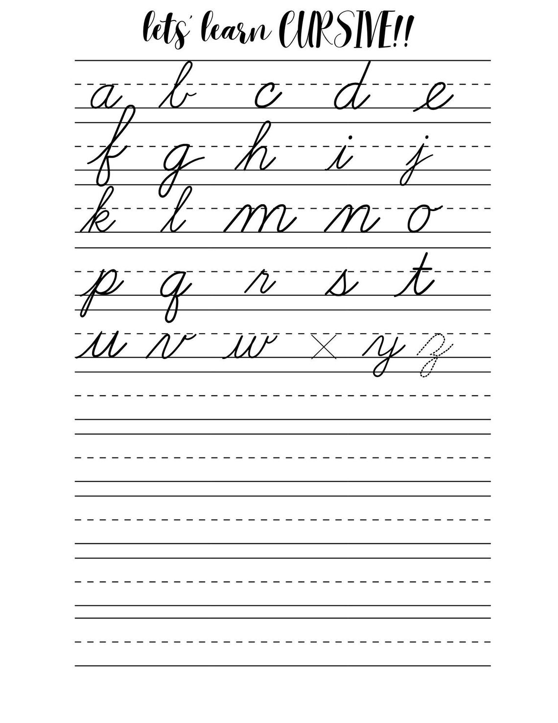 Simple Cursive Sheets - Practice Your Cursive! (lower Case Letters Only ...