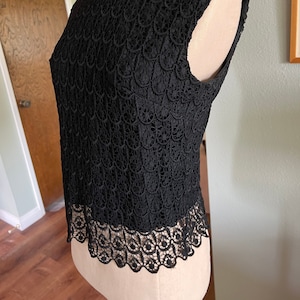 Vintage Black Lace Top Retro Lace Blouse Black Retro Top Vintage Lace Blouse Size 10