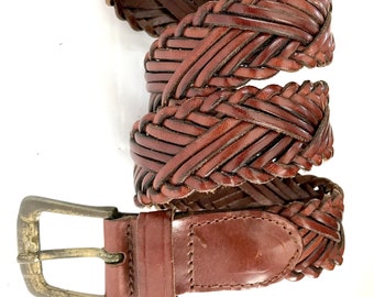 Vintage Forenza 3 Tone Brown Beige Tan Braided Leather Belt 2\