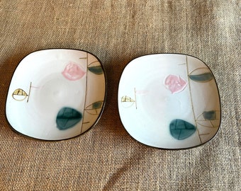 Kasuga Japan Mid Century Stoneware Plate Set  6" diam