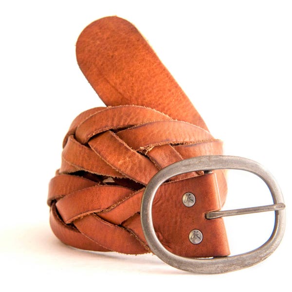 Leather Belt, Womens Leather Belt, Chunky Braided Leather Belt, Woven Leather, Genuine Leather