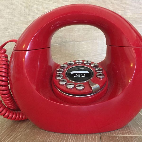 Red Donut Phone, Vintage Donut Phone, Mid Century Phone, Retro Phone, Vintage Phone, Handbag Phone