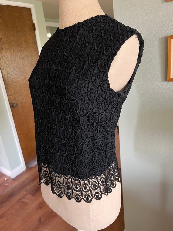 VINTAGE BLACK LACE TIE TOP