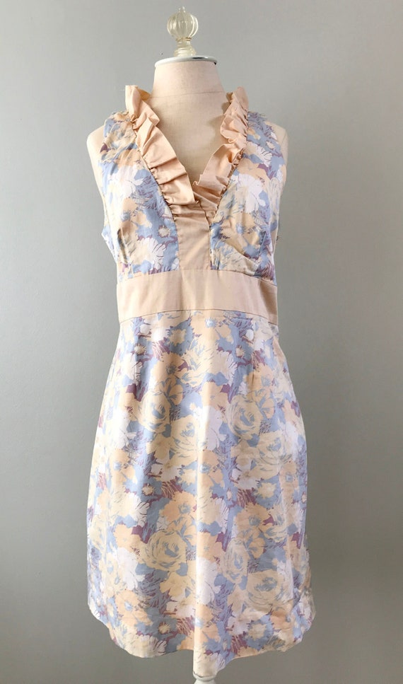 Pastel Fitted Ruffle A-Line Dress Large