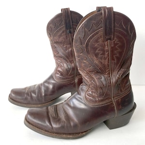 Cowboy Boots Leather Ariat Boot Western Boots Vintage Leather Mens 10D