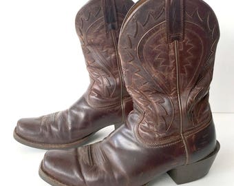 Vintage Ariat Leather Cowboy Boots Mens 10D