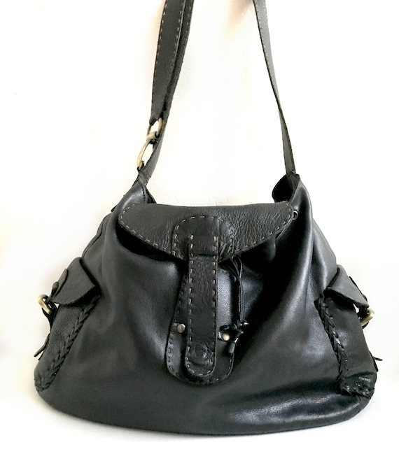 Carla Mancini Black Leather Shoulder Bag