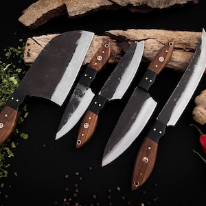 Hand Forged Damascus Steel Chef Knife Set, Kitchen Knives | Chef Knive Set, Handmade 5 Pcs Luxury Damasuc Knife Gift for him, Gifts for her