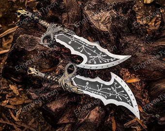 God of war Blades of chaos Kratos metal twin blades Personalized Gift, Christmas gift for men