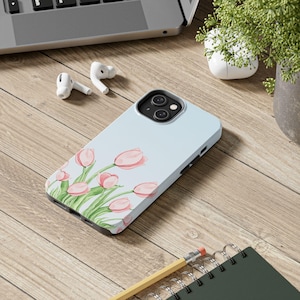 Tulip Floral Tough PhoneCase| Watercolour Tulip Design| Trendy Iphone Phonecase 16,15,14,13,12,11,XS & Samsung S24,23| Perfect Gift for Her