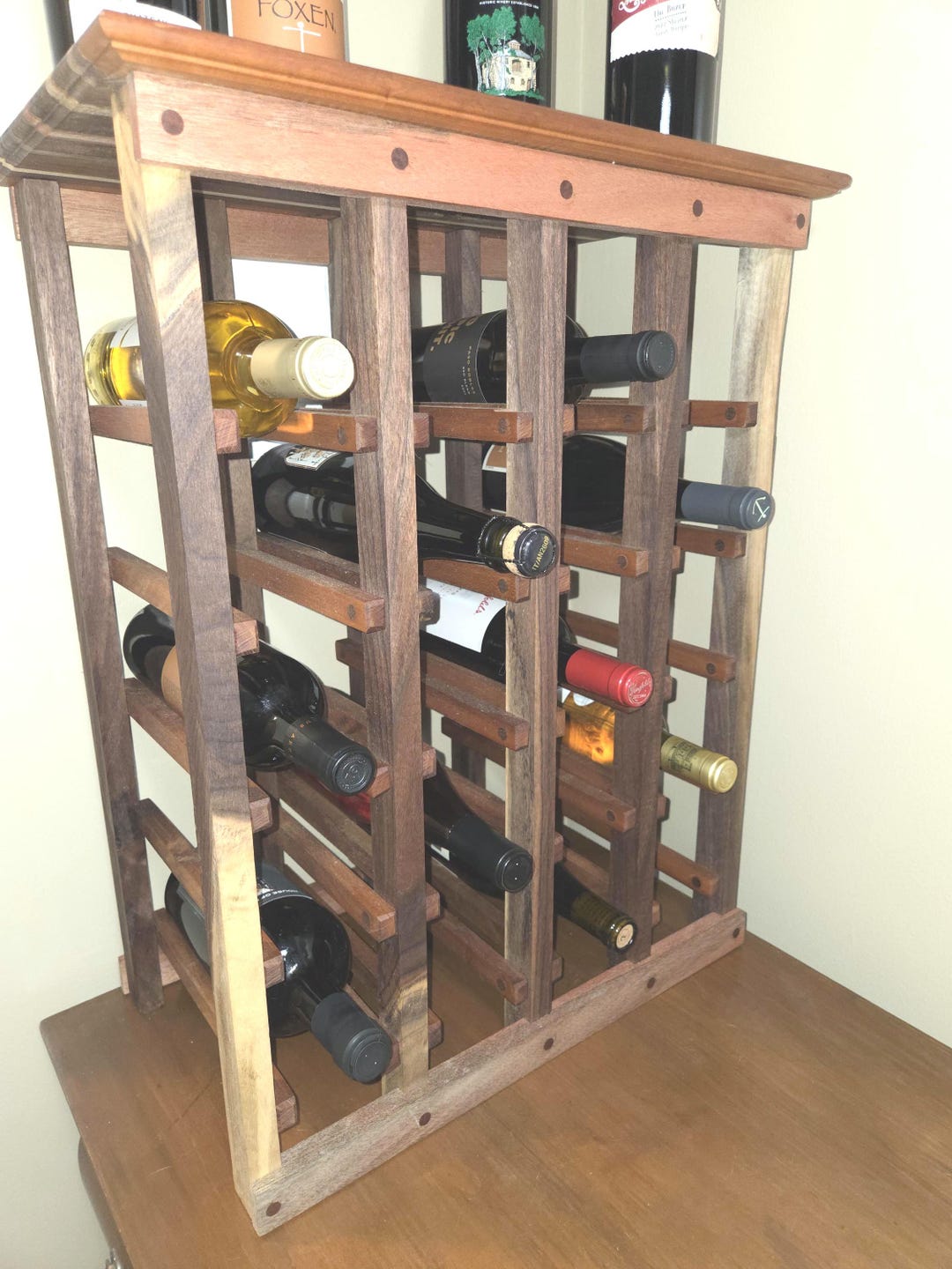 Handcrafted Walnut/cherry/mahogany Wine Rack: Modern 20-bottle Display ...