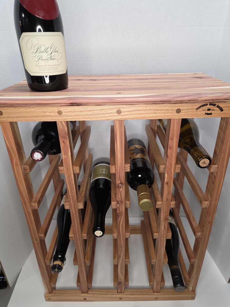 Handcrafted Red Oak/cedar Wine Rack - 20 Bottle Capacity - Etsy