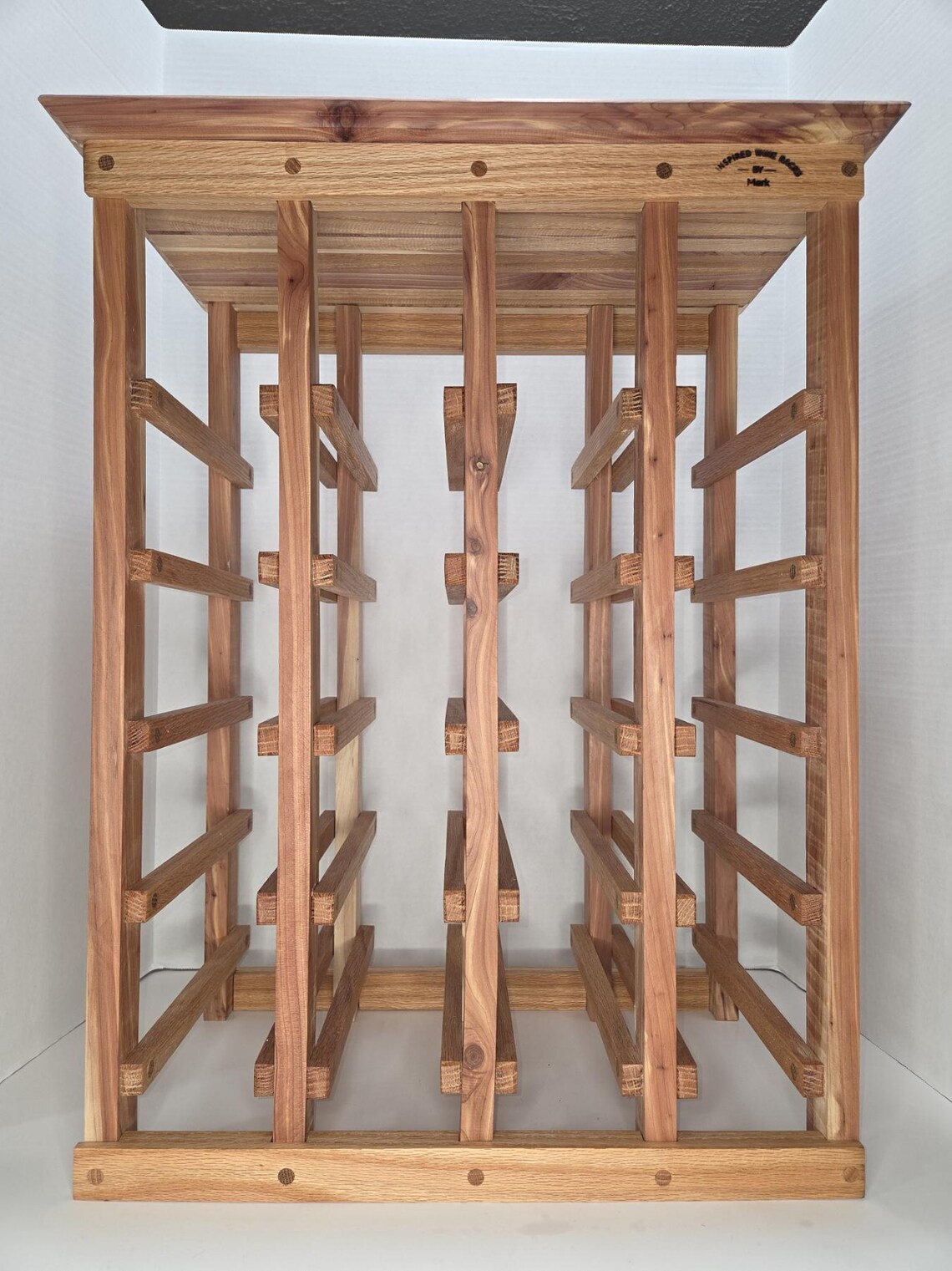 Handcrafted Red Oak/cedar Wine Rack - 20 Bottle Capacity - Etsy