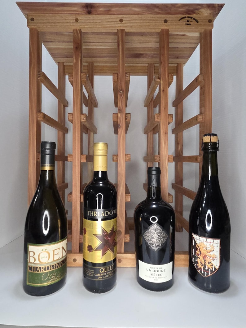 Handcrafted Red Oak/cedar Wine Rack - 20 Bottle Capacity - Etsy