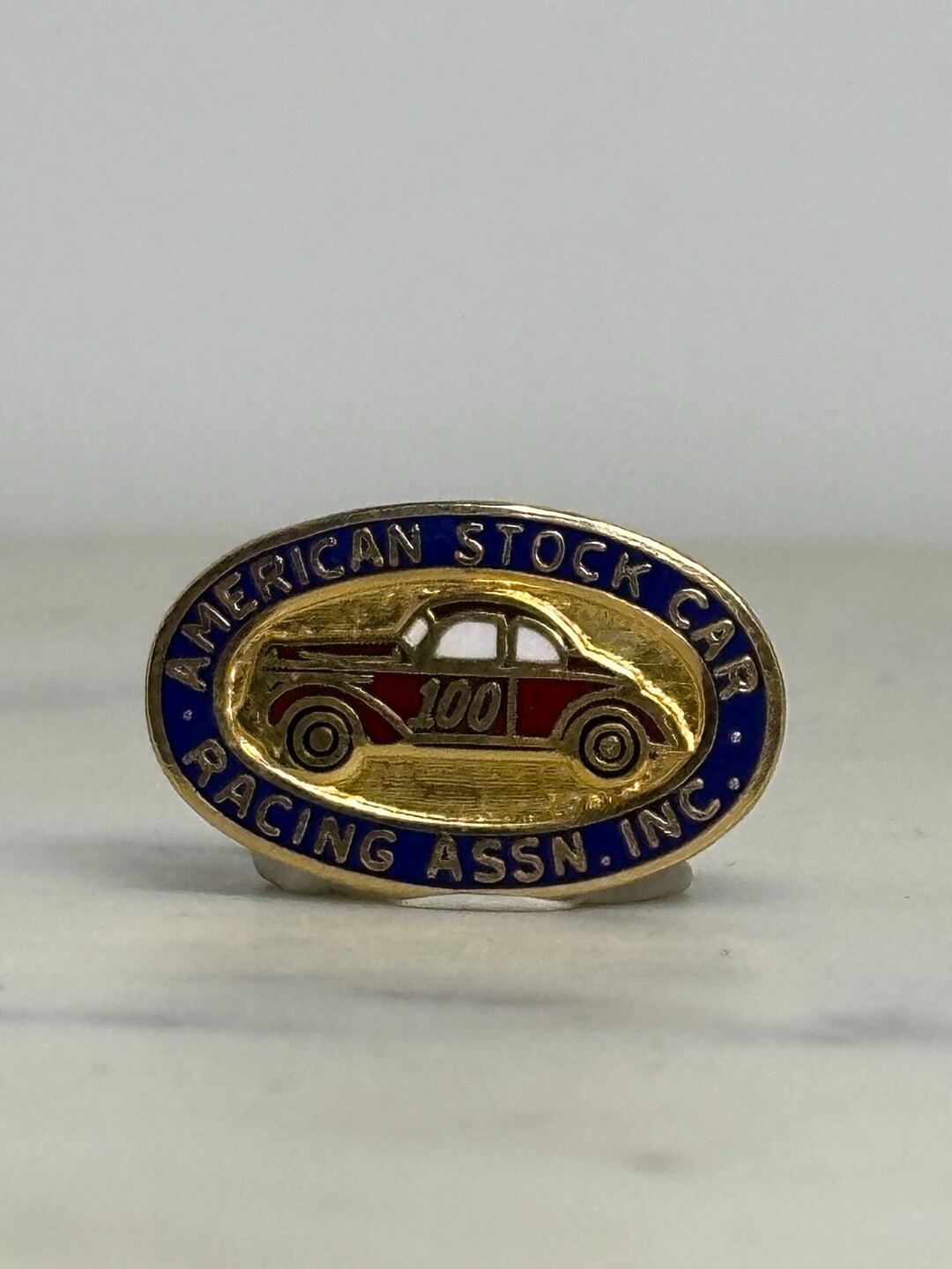 Stock Car Racing Enamel Pin: Gold & Red Oval - Vintage Motorsports ...