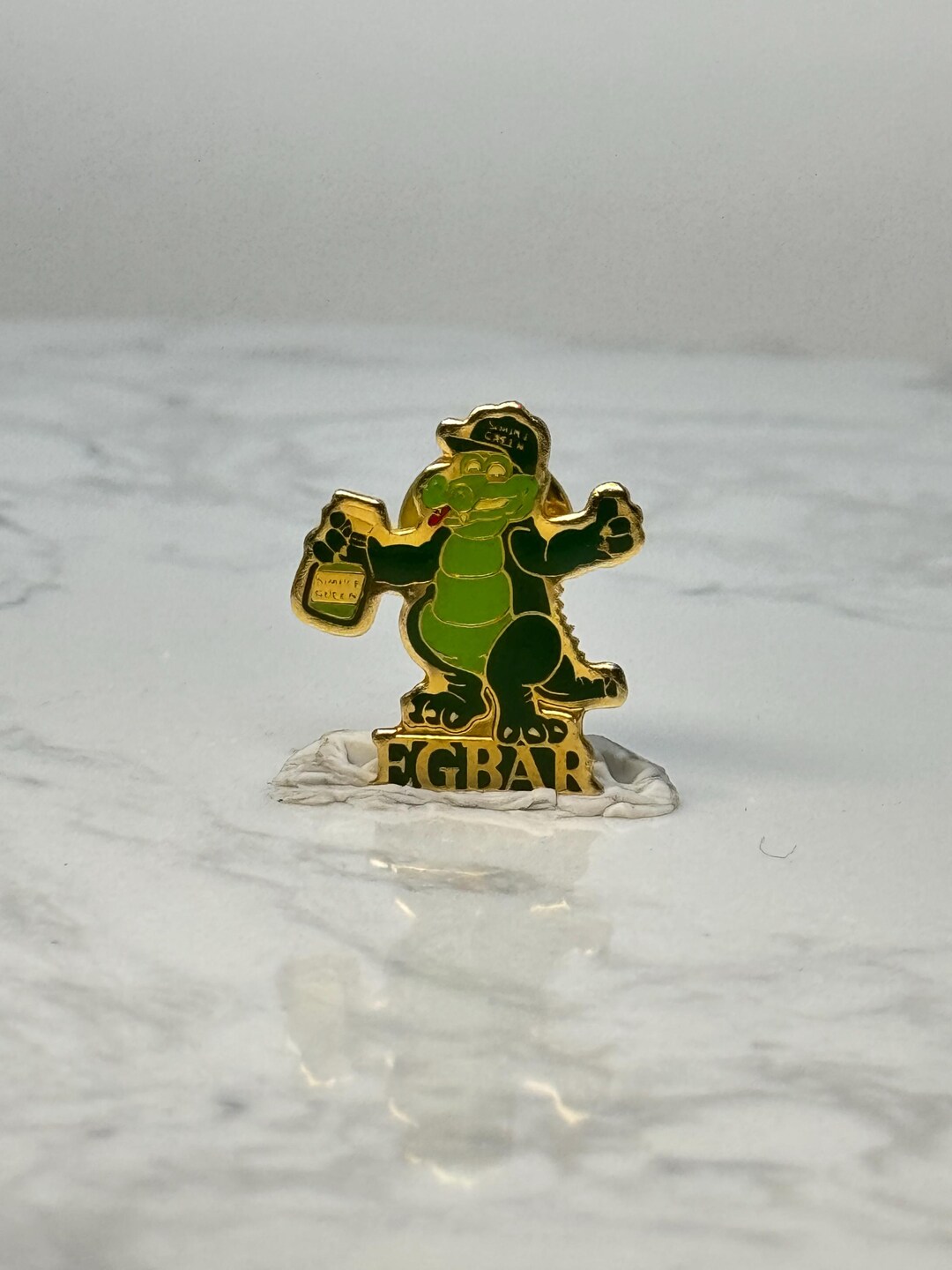 Vintage EGBAR Alligator Mascot Pin: Green Enamel Gold Tone ...