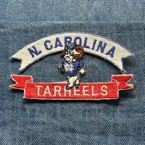 UNC North Carolina Tar Heels Embroidered Iron On Patch – 3.5" X 2.25" (Vintage)