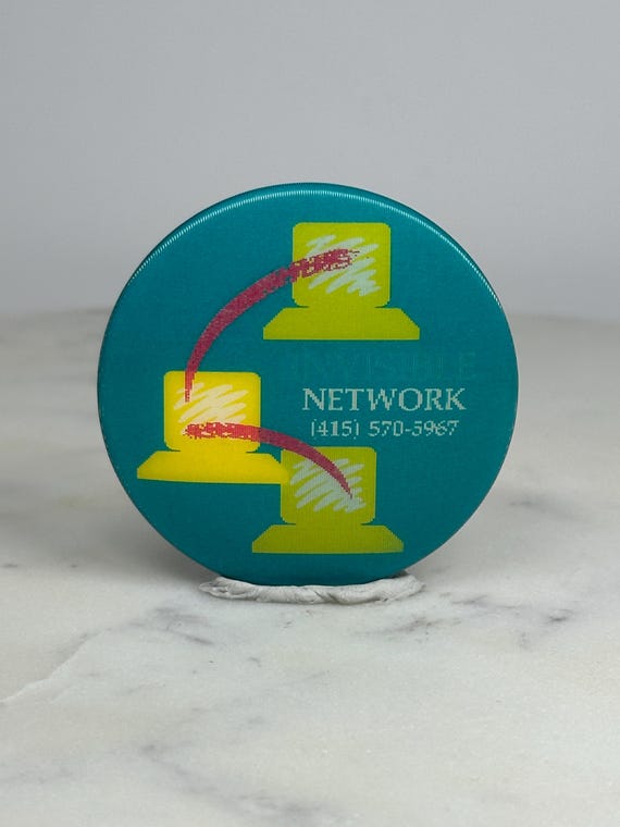 Invisible Network Button Pin: Teal Yellow Graphic… - image 1