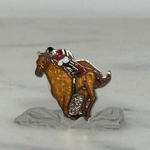Jockey Horse Racing Enamel Pin: Metallic Finish - Vintage Sports Accessory