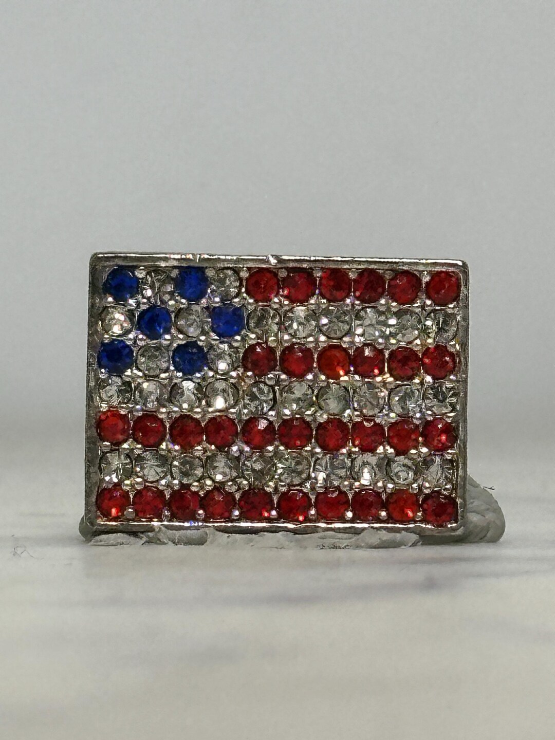 Rhinestone American Flag Pin – Red White Blue Crystal Patriotic Lapel ...