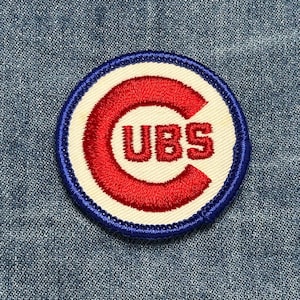 Vintage chicago cubs sew on patch: red white blue - vintage sports accessory