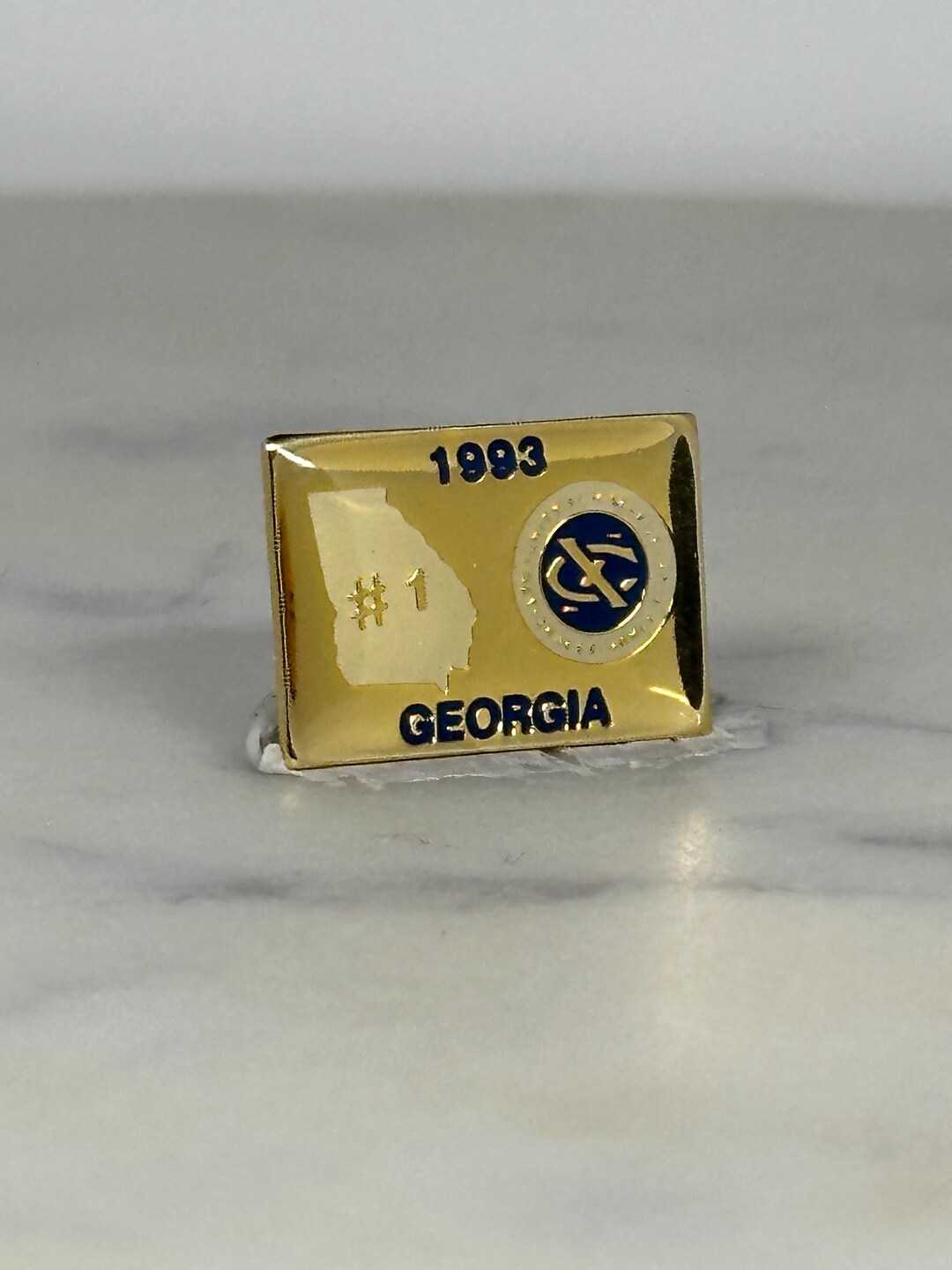 Georgia State Pin Georgia State Enamel Pin: Gold & Blue Finish - 1993 Collectible ...