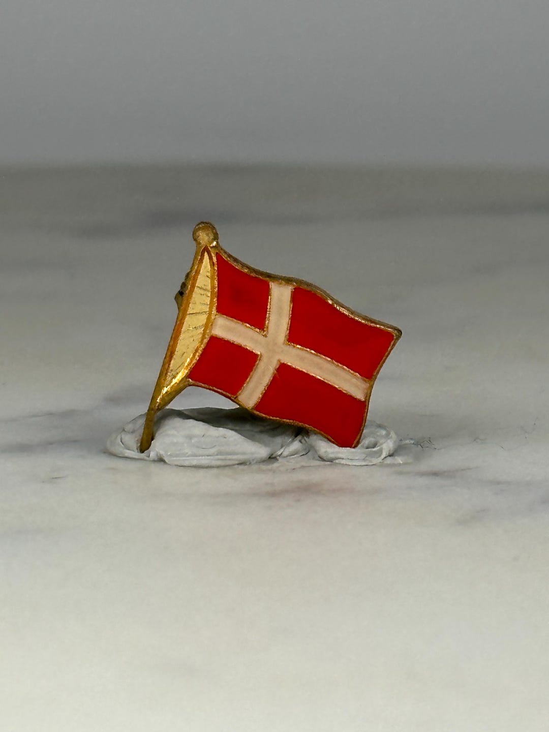Denmark Flag Lapel Pin: Red Enamel Gold Trim - Vintage Travel Accessory ...
