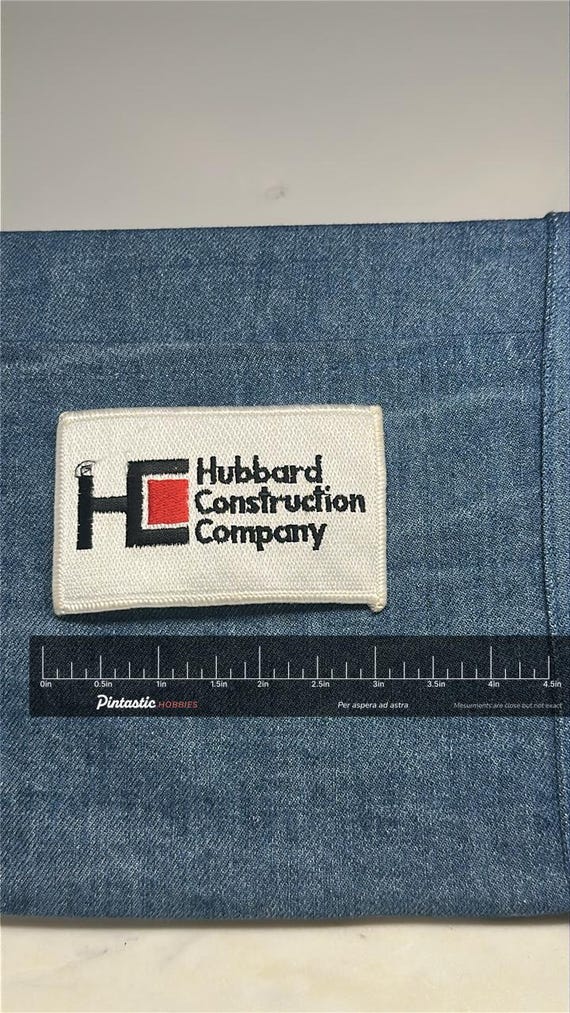 Hubbard Construction Patch: White Red Black Logo … - image 2