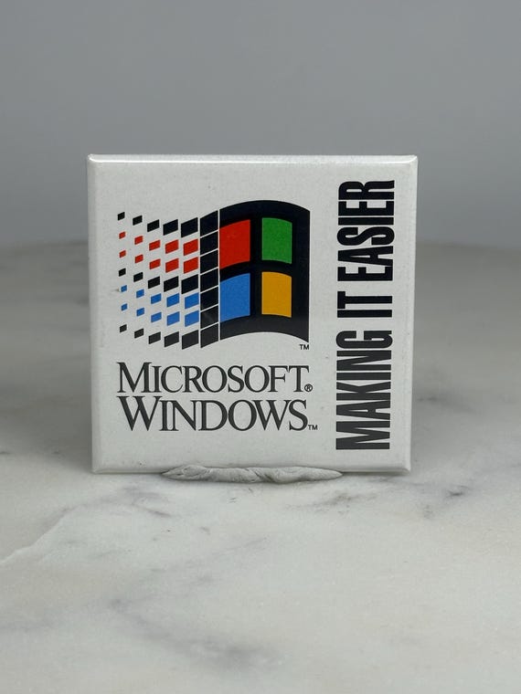 Microsoft Windows Button Pin: Classic Logo White … - image 1