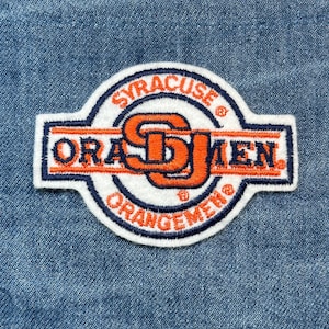 Syracuse orangemen collectable patch: iron-on collegiate orange/white - retro sports accessory