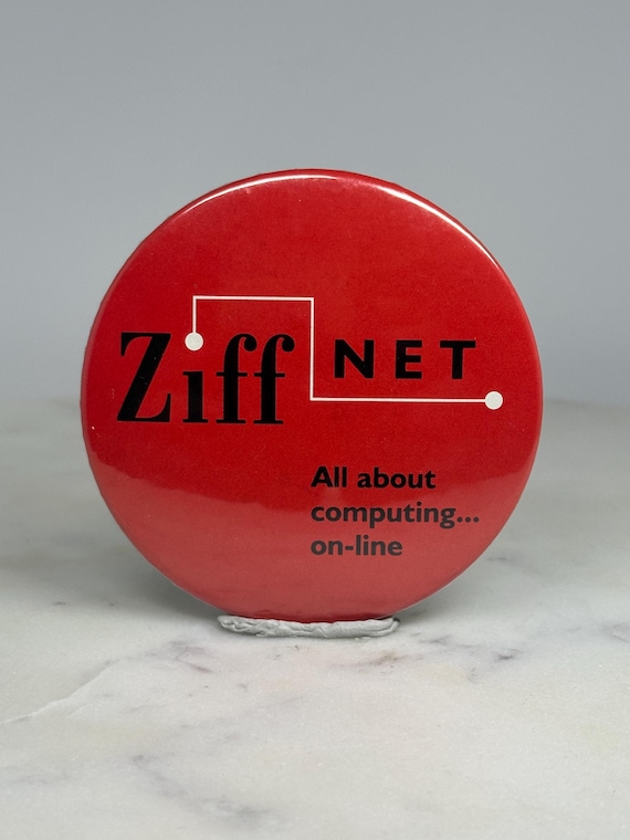 ZiffNet Computing Button Pin: Red Tech Promo - 90… - image 1