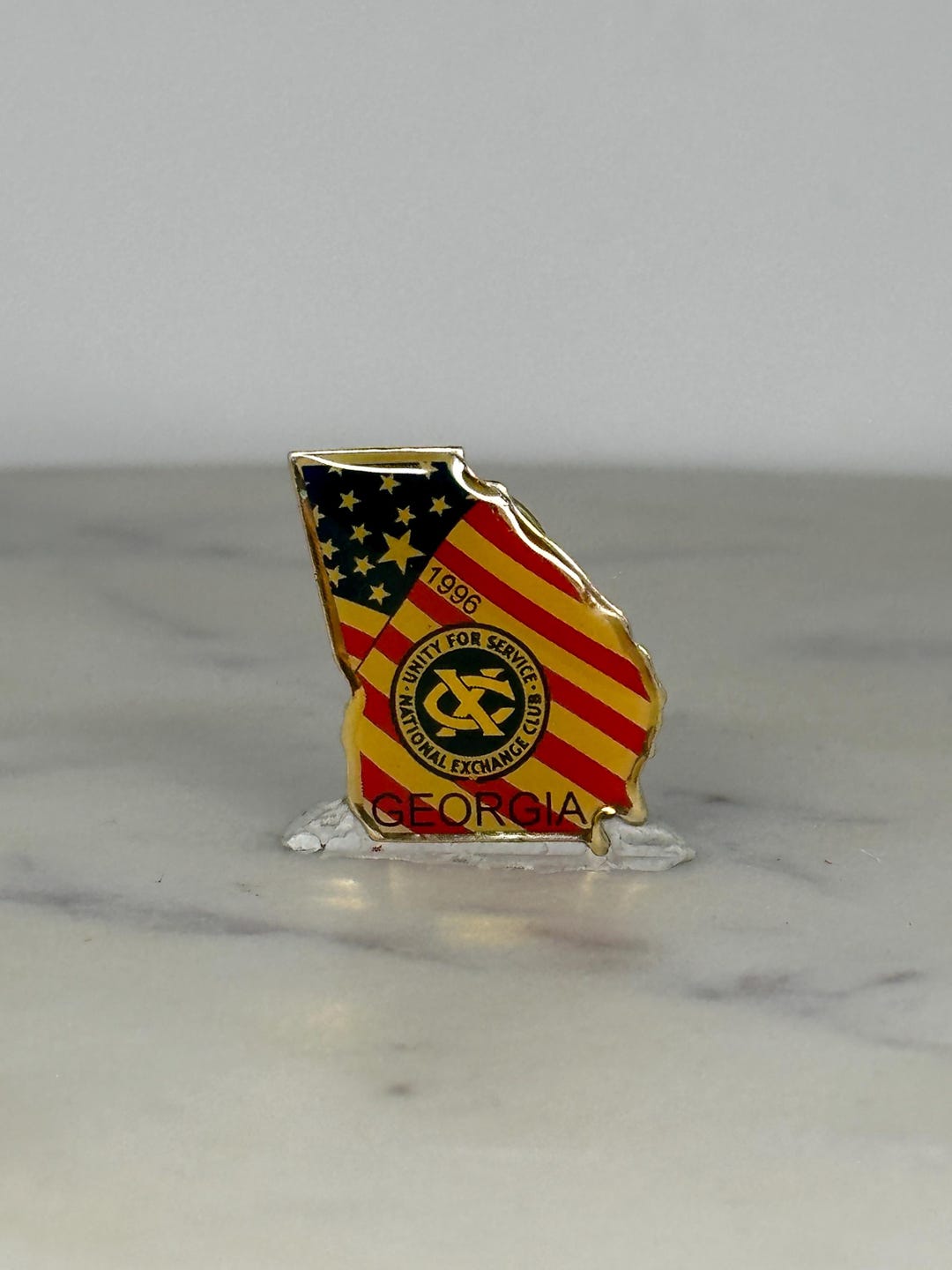 Georgia State Pin Georgia State Enamel Pin: Red Yellow Gold Finish - 1996 Patriotic ...