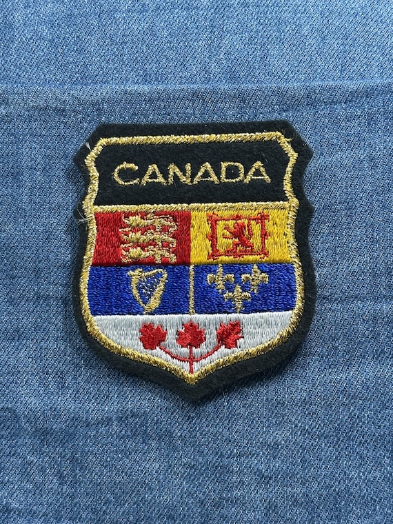 Canada Crest Patch: Gold Trim Shield - Patriotic … - image 1