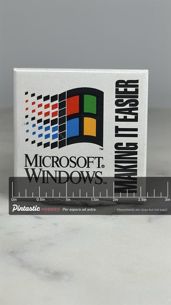 Microsoft Windows Button Pin: Classic Logo White … - image 2