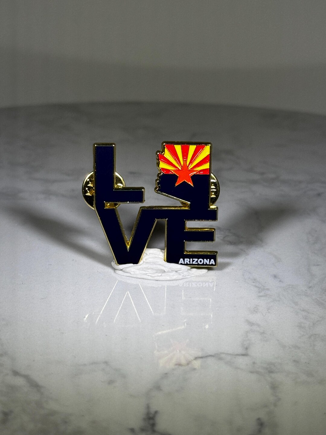 Arizona LOVE State Pin: Navy & Gold Enamel - Southwest Travel Accessory ...