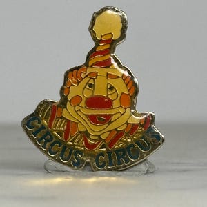 Circus Circus Clown Enamel Pin: Bold Multicolor Design - Vintage Vegas Accessory