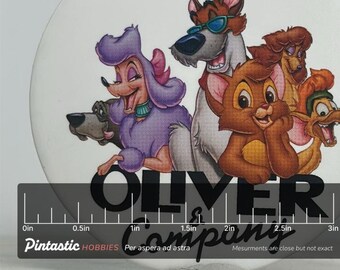Oliver & Company Button Pin: Glossy White Finish - 1980s Disney