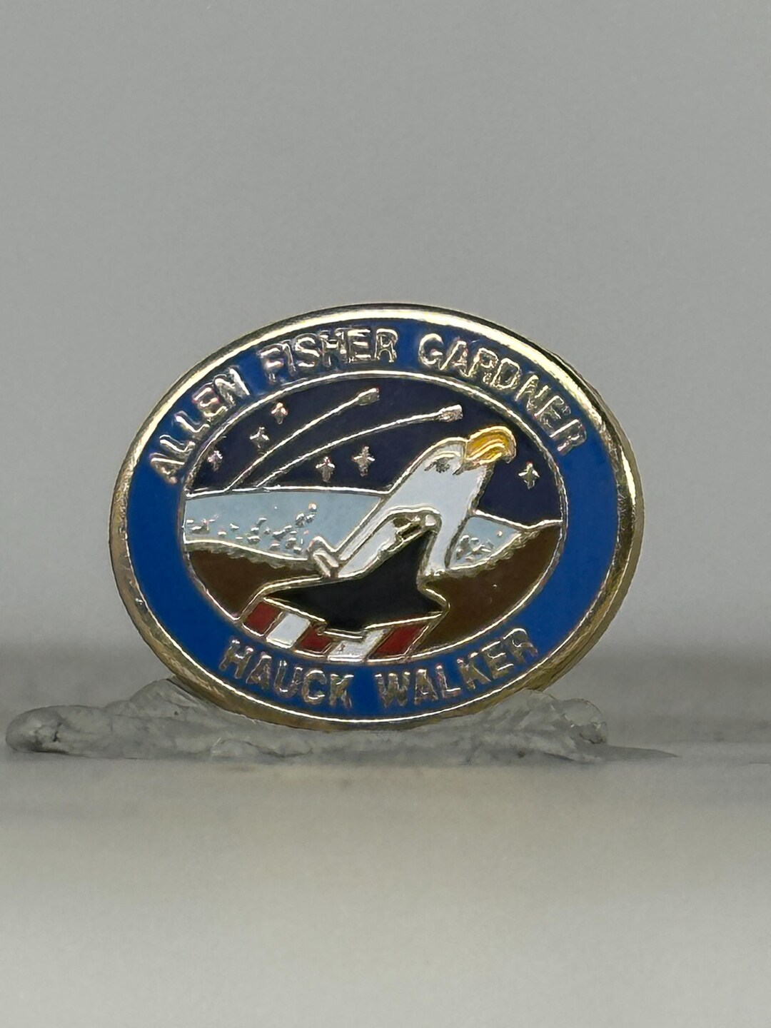 Sts Service Pin NASA STS-51-A Mission Pin: Gold Trim Blue Enamel - Vintage Space ...