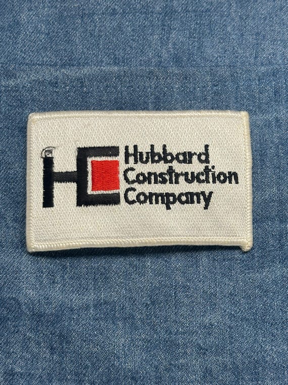 Hubbard Construction Patch: White Red Black Logo … - image 1