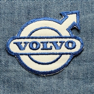 Volvo collectable patch: iron-on blue white - vintage auto accessory