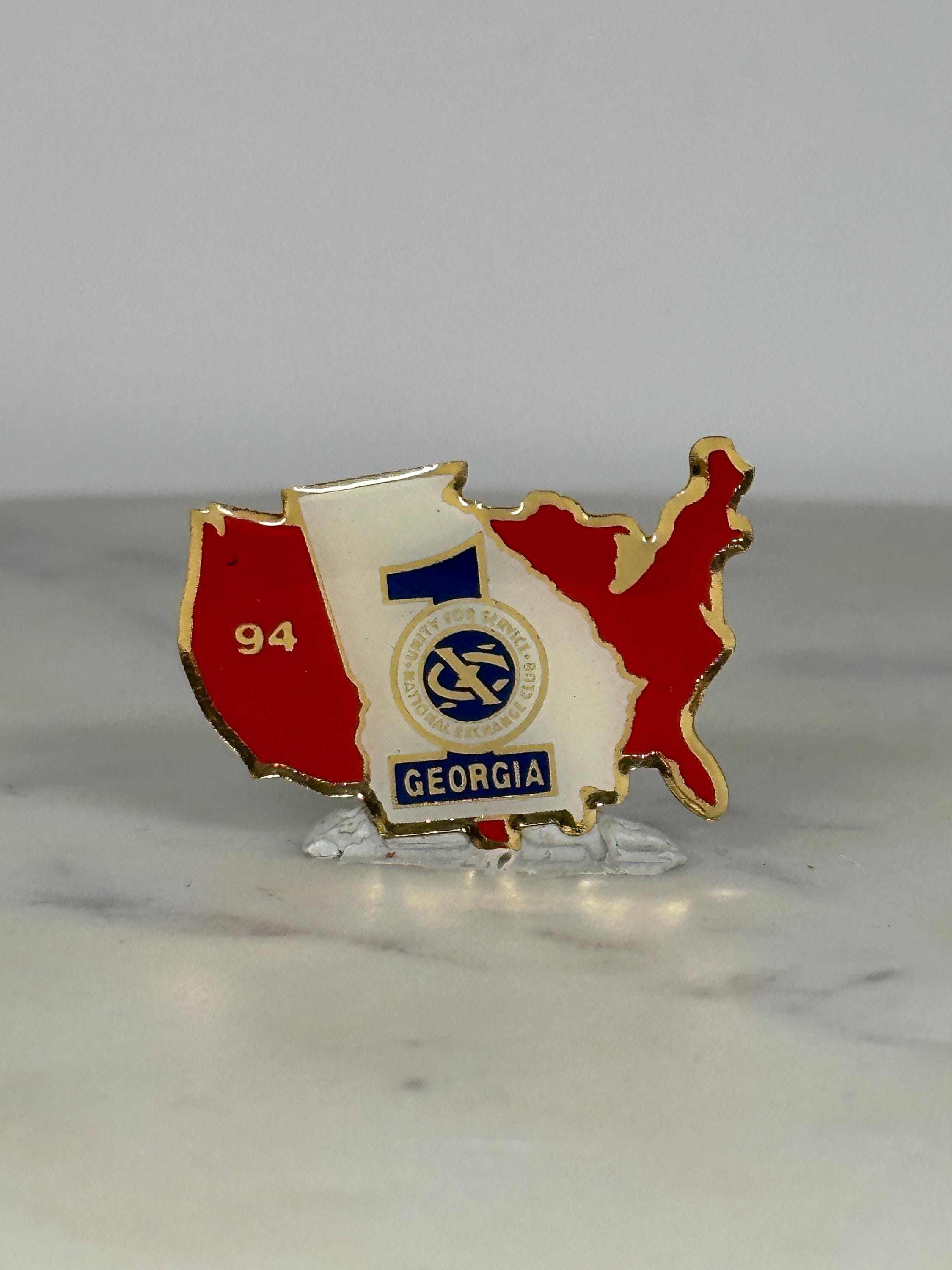 Georgia State Pin Georgia State Enamel Pin: Red White Blue Map Design - 1994 Souvenir ...