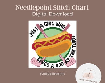Hot Dog Golf Needlepoint Chart | Funny Meme (PDF Chart)