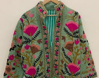 TNT Suzani Jacket | Handmade Embroidered Boho Jacket | Indian Ethnic Coat | Vintage Short Jacket | Gift for Her | Festival Wear Jacket