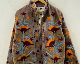 Handmade Velvet Suzani Jacket | Boho Ethnic Embroidered Kimono Outerwear