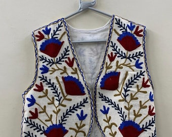 Traditional Embroidery Cotton Boho Vest  | Handmade Floral Coat | Sleeveless Jacket |Bohemian Style Short Coat | Boho Top | Festival Jacket